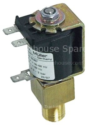 Solenoid valve 2-ways 230VAC inlet 1/8" IT outlet M16x1 outer st
