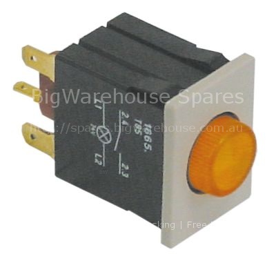 Momentary push switch mounting measurements 30x22mm round yellow