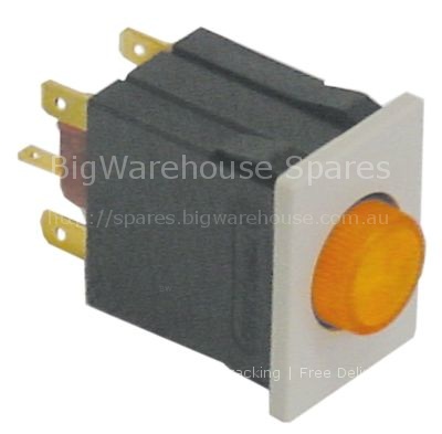 Push switch mounting measurements 30x22mm round yellow 2NO 250V