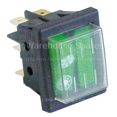 Rocker switch mounting measurements 30x22mm green 1CO/indicator