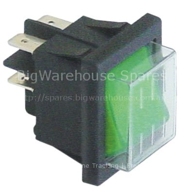 Momentary rocker switch mounting measurements 30x22mm green 2NO