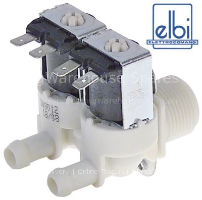 Solenoid valve double straight 230VAC inlet 3/4" outlet 11,5mm o