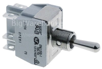 Toggle switch thread M12x0.75 2CO 250V 15A ON-OFF-ON male faston