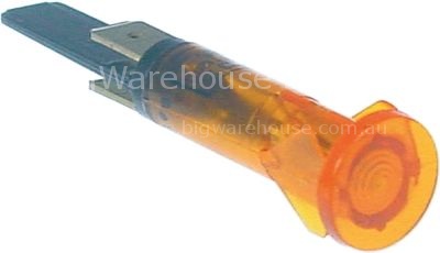 Indicator light 10mm yellow 230V connection male faston 6.3mm