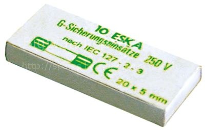 Fine fuse size ø5x20mm 4A slow-acting rated 250V Qty 10 pcs