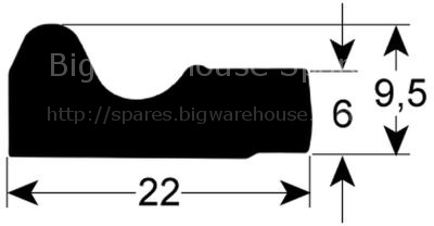 Door seal L 1050mm W 22mm H 9,5mm Qty 1