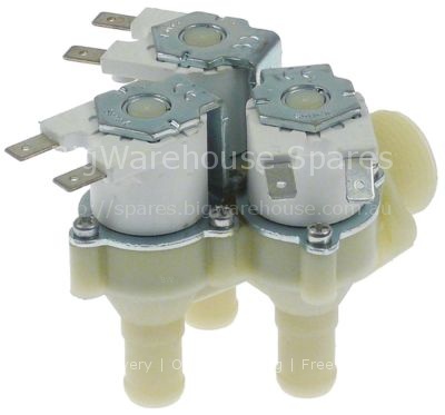 Solenoid valve triple angled 24V inlet 3/4" outlet 14mm input 10