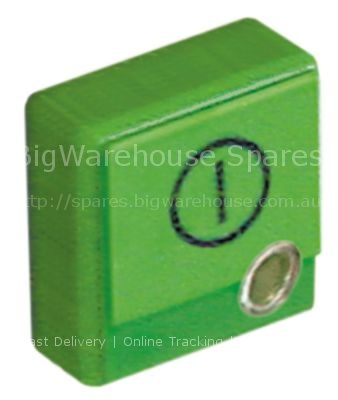 Push button size 23x23mm green ON-OFF with lens