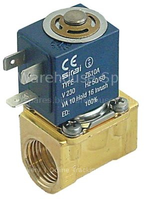 Solenoid valve 2-ways 230VAC connection 1/2" L 41mm DN 10mm slid