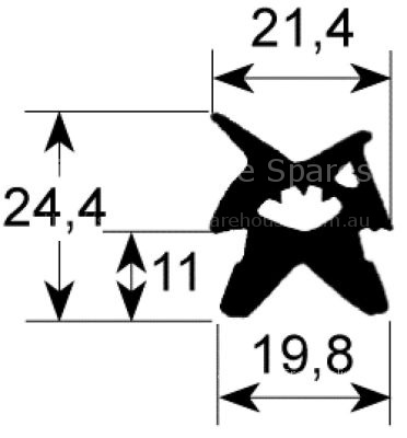 Door seal profile 2420 W 450mm L 700mm outer plug size Qty 1 sui