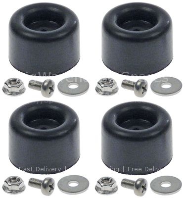 Equipment foot ø 40mm H 25mm bore ø 7mm rubber Qty 4 pcs CONVOTH