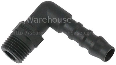 Hose connector plastic angled thread 1/8" hose ø 6mm Qty 1 pcs