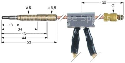 Thermocouple with interrupter M9x1 L 1000mm plug connection ø6.0