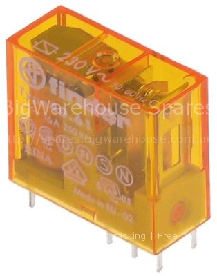Print relay 230VAC 1CO at 250V 16A connection 8 pins raster size