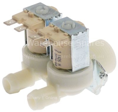 Solenoid valve double straight 230VAC inlet 3/4" outlet 13.5mm D