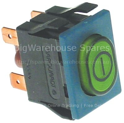 Push switch mounting measurements 30x22mm oval green/blue 2NO 25