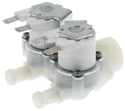 Solenoid valve double straight 230VAC inlet 3/4 outlet 10,5mm in