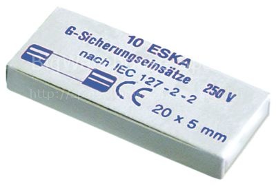 Fine fuse size ø5x20mm 6,3A medium lag rated 250V Qty 10 pcs