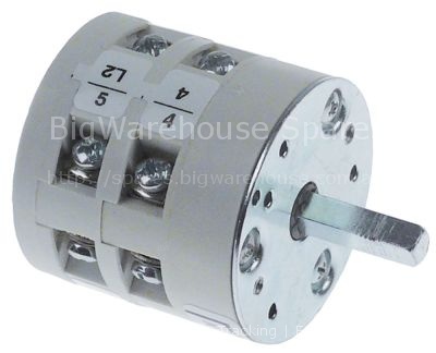 Rotary switch 25A 6-pole 0-1-2 shaft 5x5mm shaft L 21mm connecti