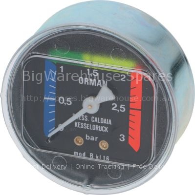 Manometer BOILER PRESSURE GAUGE ø 62 mm 0÷3 bar