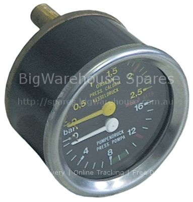 Manometer double scale ø 60mm pressure range 0-2.5 / 0-16bar