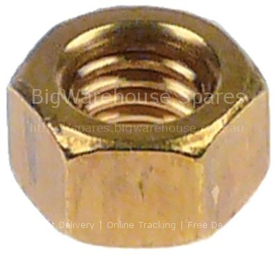Hexagonal nut thread M8 H 8mm WS 13 brass Qty 1 pcs