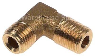 Angle piece T1: 1/4" T2: 1/4" int. ø 1 6,2mm L 25mm brass for ga