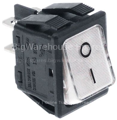 Rocker switch mounting measurements 30x22mm white 2NO 250V 16A i