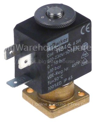 Solenoid valve brass 2-ways 230 VAC DN 2mm -10 up to 140°C PARKE