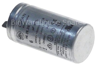 Operating capacitor capacity 6µF 425/475V with metal case tolera