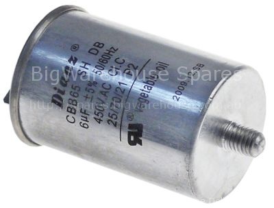 Operating capacitor capacity 6µF 450V with metal case tolerance