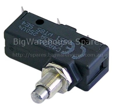 Microswitch with plunger thread M10x1 thread L 13mm 250V 16A 1CO