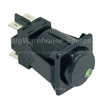 Push switch mounting measurements 28,5x28,5mm round black 2NO 25