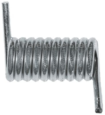 Torsion spring ø 19,4mm L2 36mm wire gauge ø 3,3mm mounting pos.