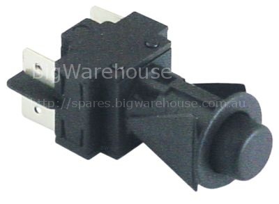 Push switch mounting measurements ø16mm round black 2NO 250V 16A