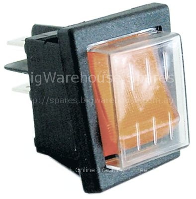 Momentary rocker switch mounting measurements 30x22mm orange 2NO