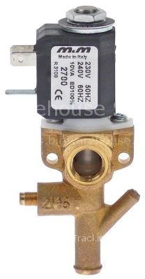 Solenoid valve brass 230VAC inlet 1/4" M&M coil type 2700 p max
