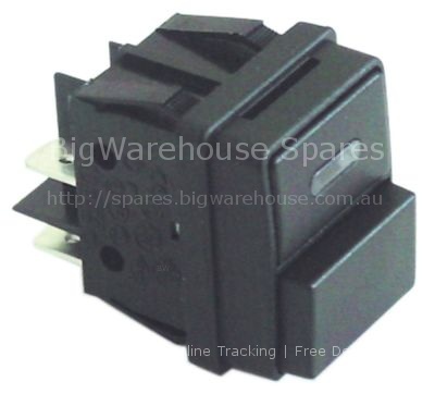 Push switch mounting measurements 30x22mm rectangular black 2NO
