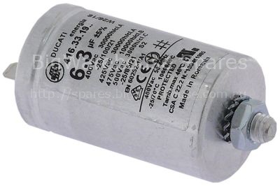 Operating capacitor capacity 6,3µF 400V  tolerance 5% 50-60Hz