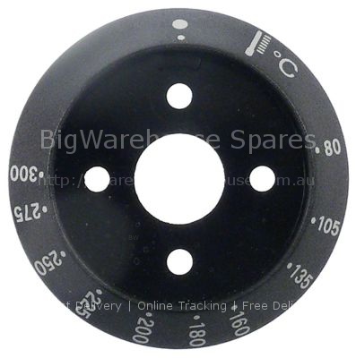 Dial plate thermostat 80-300°C ø 58/42.5mm black t.max. 300°C