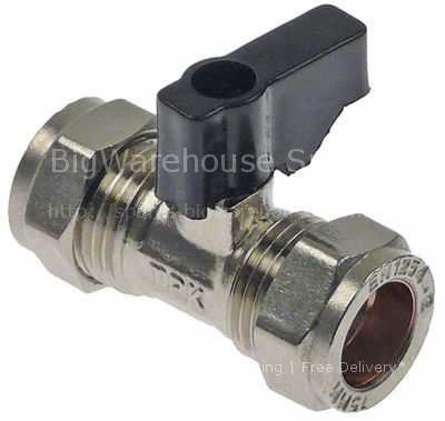 Ball valve connection  DN8 total length 54mm chrome-plated brass