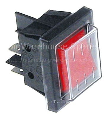 Rocker switch mounting measurements 30x22mm red 2NO 250V 16A ill