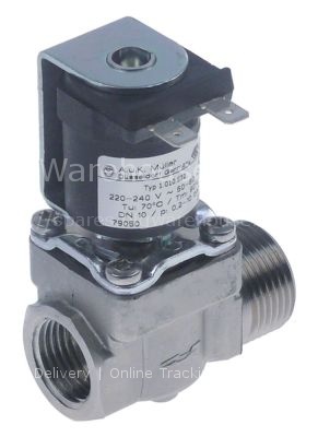 Solenoid valve SS 230VAC inlet 3/4" outlet 1/2" connection male