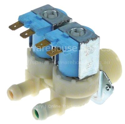 Solenoid valve double straight 230VAC inlet 3/4" plastic outlet