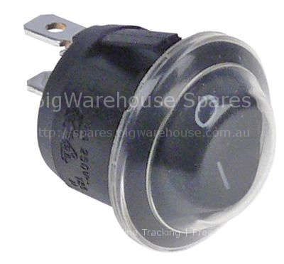 Rocker switch mounting ø 20mm black 1NO 250V 10A with cover cap