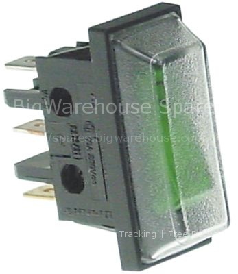 Rocker switch mounting measurements 30x11mm green 1NO/indicator