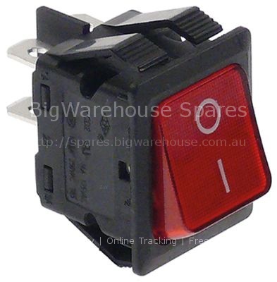 Rocker switch mounting measurements 30x22mm red 2NO 400V 10A ill