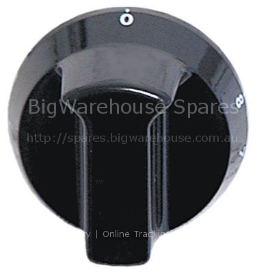 Knob thermostat 1-8 ø 52mm shaft ø 6x4.6mm shaft flat lower blac