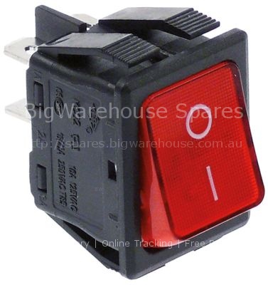 Momentary rocker switch mounting measurements 30x22mm red 2NO 25