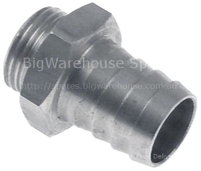 Hose connector thread 1/2" straight hose ø 19mm SS Qty 1 pcs